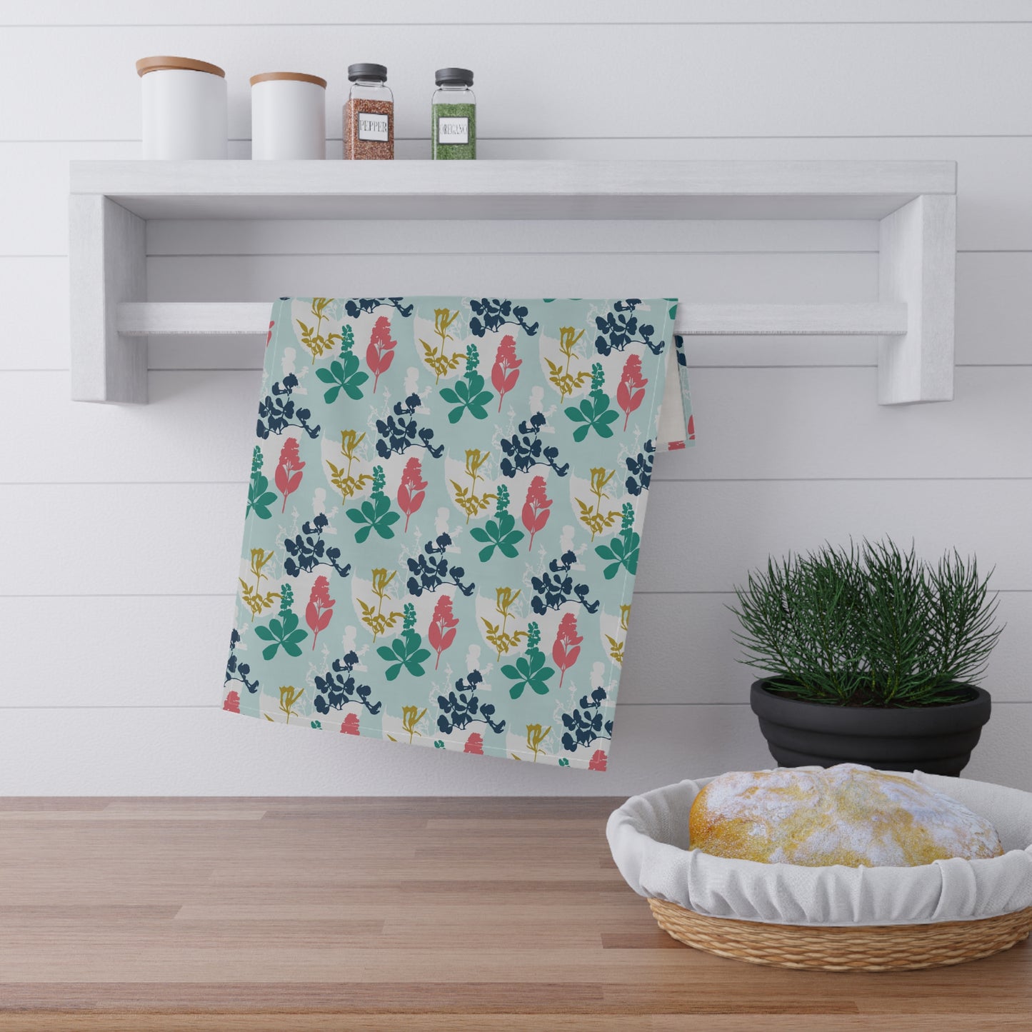 Mint "Hidden in Her Flowers" Kitchen Towel